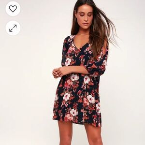 Navy Blue floral print dress worn once